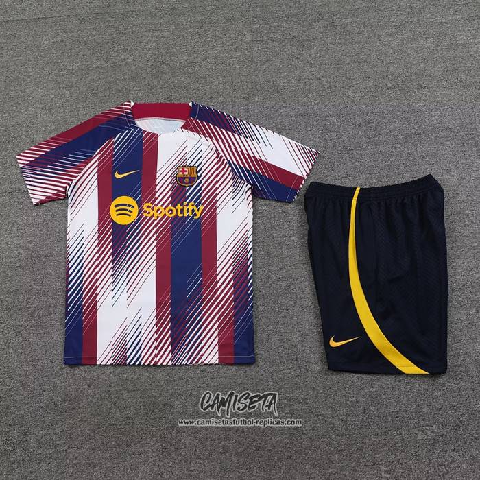 Chandal del Barcelona 2023 Manga Corta Azul y Rojo - Pantalon Corto